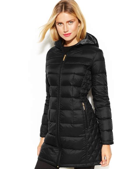 michael kors black down puffer coat 3/4 quilted|Michael Kors winter puffer jacket.